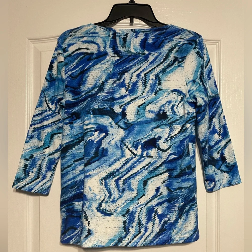 Karen Scott PM beautiful blue blouse - Picture 2 of 3